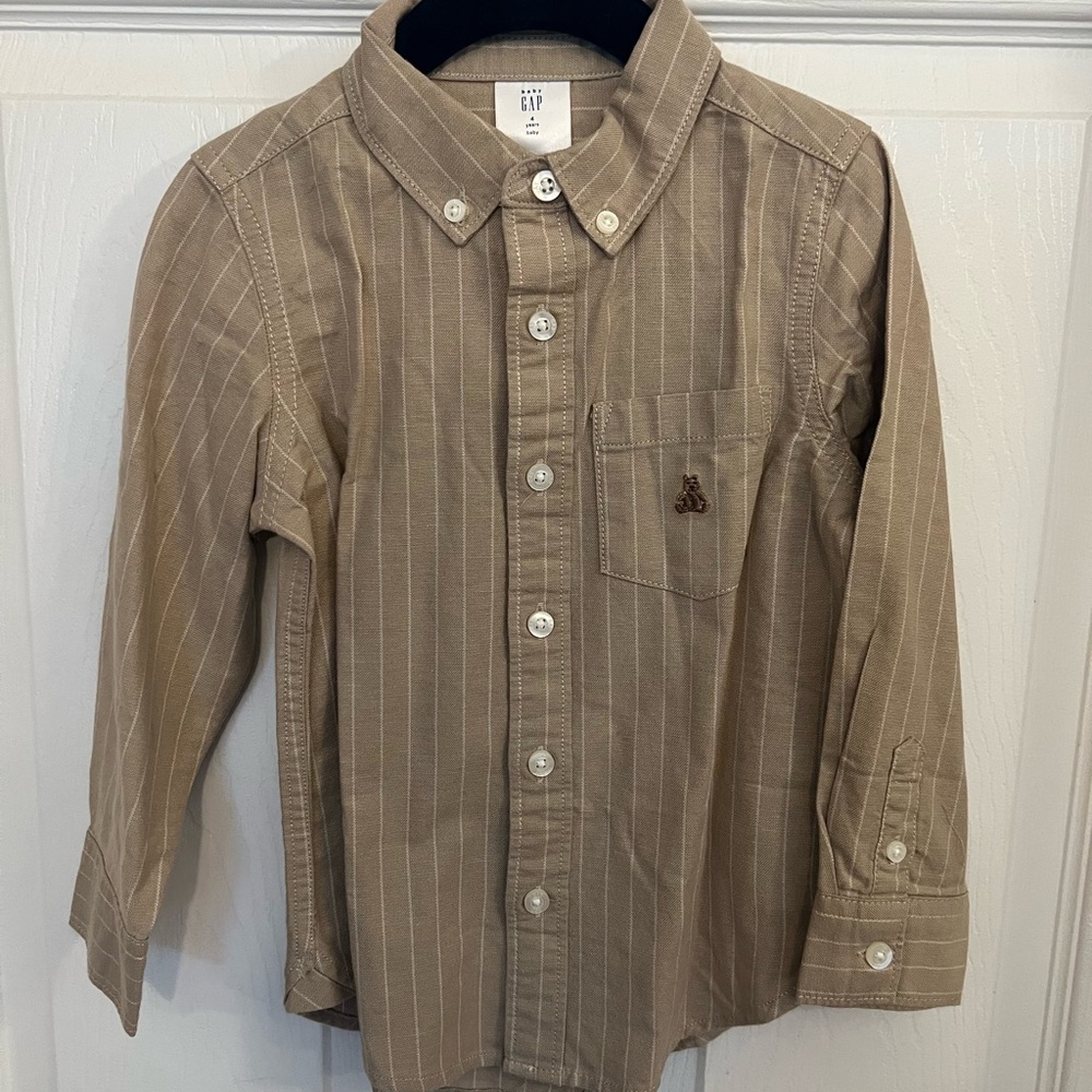 GAP Kids Brown Striped Button Down Shirt like new